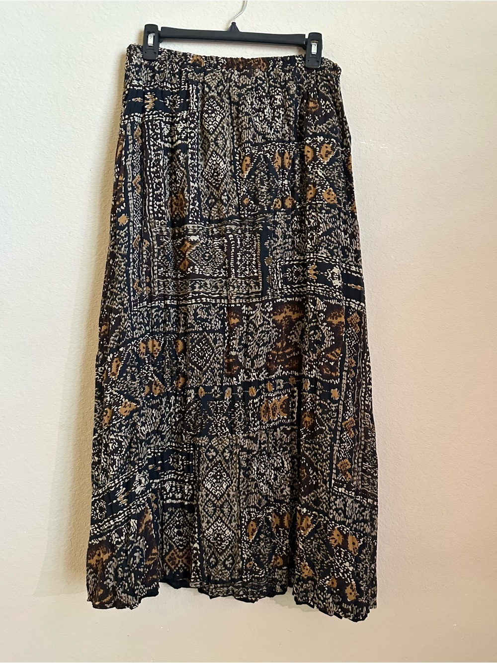 Vintage 90s TravelSmith Patchwork Maxi Skirt M Boho Whimsigoth Made in USA